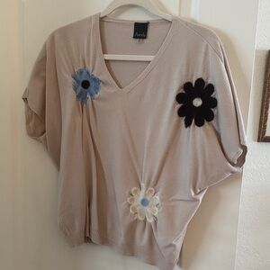 Beige Floral Women's Top